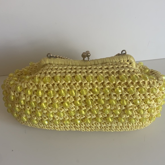 Vintage Yellow Beaded Straw Stein Novelty Purse - Picture 4 of 12